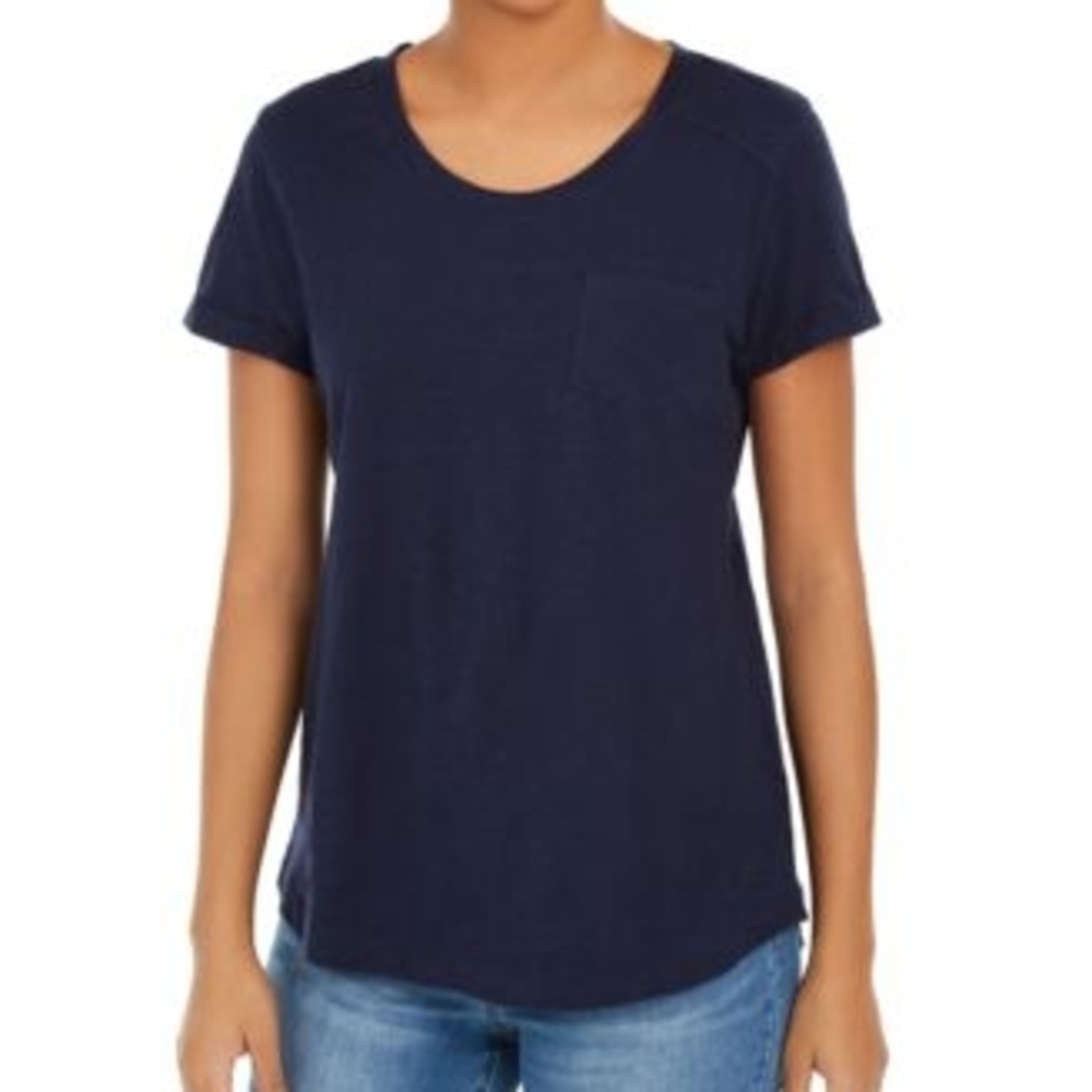 New York & Company Navy Short Sleeve Top